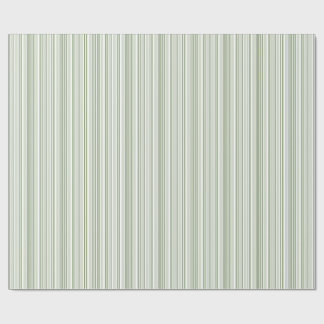 Papel De Presente Listras de Sage (claro, médio, escuro) e Branco