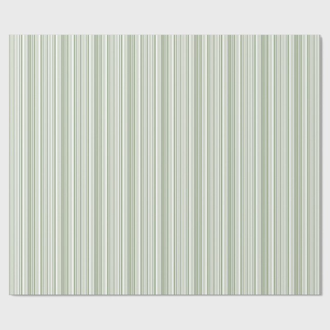 Papel De Presente Listras de Sage (claro, médio, escuro) e Branco (Aberto)