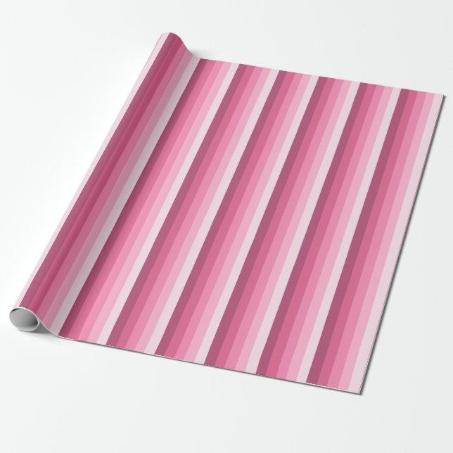 Papel De Presente Listras de sombra rosa (Desenrolado)