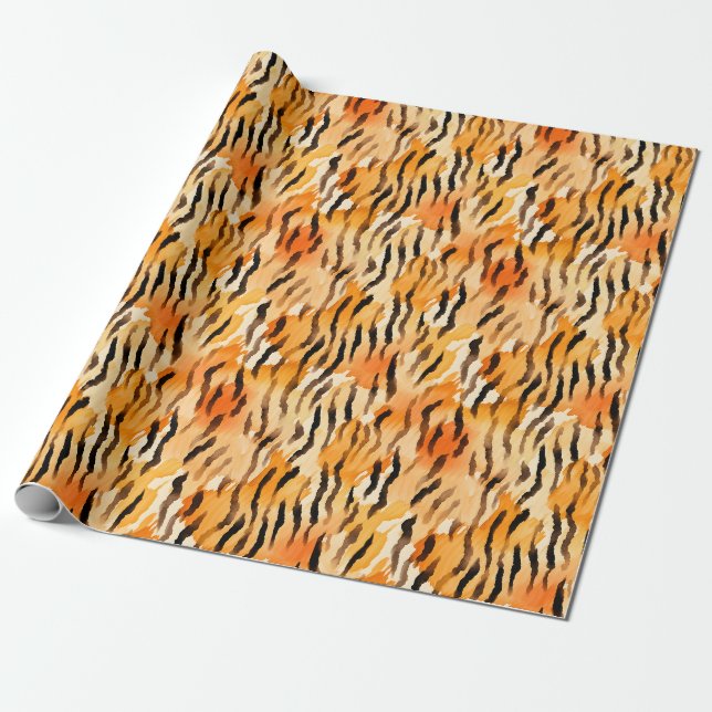 Papel De Presente Listras de Tigre em Aquarela (Desenrolado)