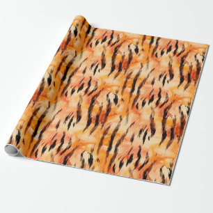 Papel De Presente Listras de tigre laranja e preto