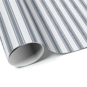 Papel De Presente Listras de Tique-taque de Chevron Azul Marinho em