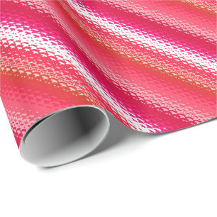 Papel De Presente Listras de vidro fosco - vermelho, rosa e branco