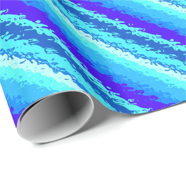 Papel De Presente Listras de vidro - tons de azul-oceânico (Ponta do rolo)