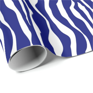 Papel De Presente Listras de zebra - Azul e Branco escuro de Cobalto