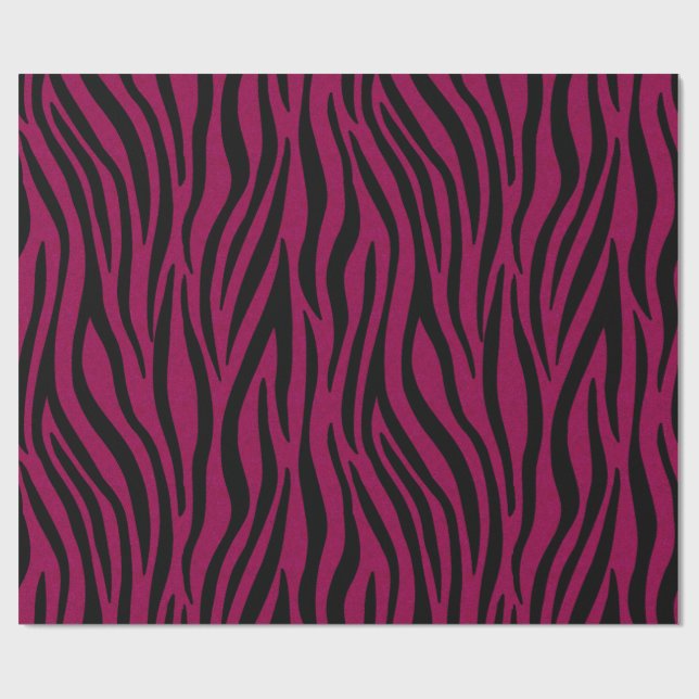 Papel De Presente Listras de Zebra em Impressão Safari Preta e Magen (Aberto)