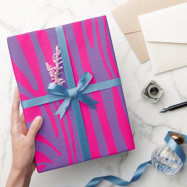 Papel De Presente Listras de zebra rosa (Presentear)