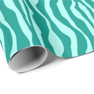 Papel De Presente Listras de zebra - Turquesa e Água