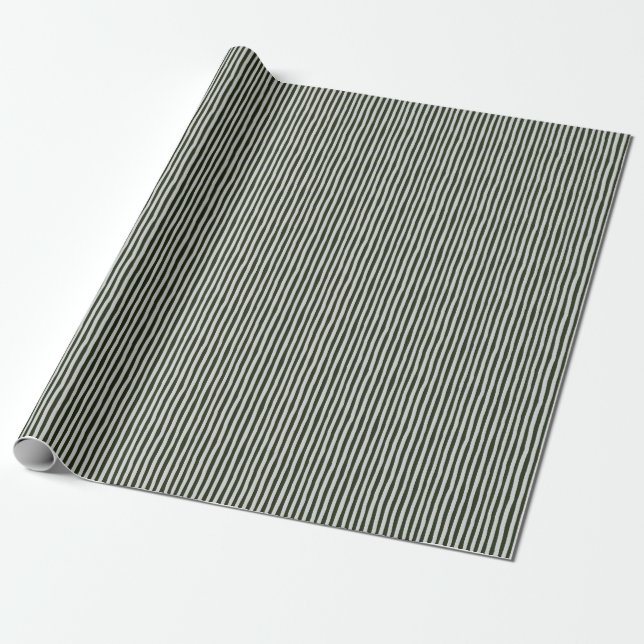 Papel De Presente Listras Desiguais Verde Escuro e Cinza Claro (Desenrolado)