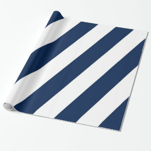 Papel De Presente Listras diagonais azuis e brancas