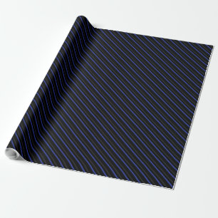 Papel De Presente Listras diagonais azuis escuras e pretas
