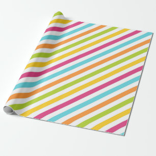 Papel De Presente Listras diagonais em cores vibrantes