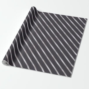 Papel De Presente Listras diagonais metálicas de prata finas