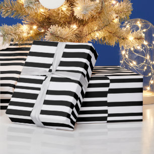 Papel De Presente Listras Divertidas em Preto e Branco