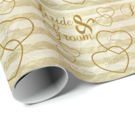 Papel De Presente Listras elegantes do casamento e design Dourado