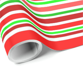 Papel De Presente Listras estilo bengala de Natal Vermelho Verde Bra