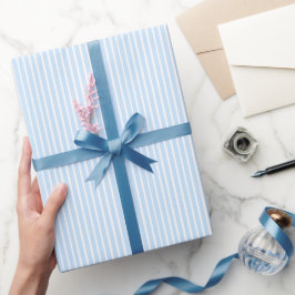 Papel De Presente Listras Finas Azul Claro