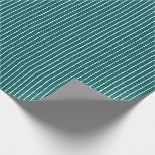 Papel De Presente Listras Finas Brancas em Azul Teal Escuro