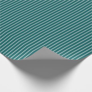 Papel De Presente Listras Finas Brancas em Azul Teal Escuro