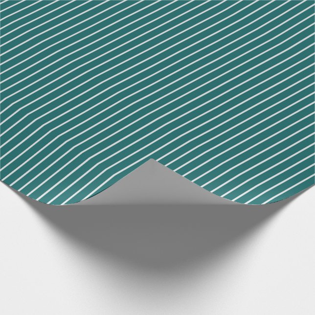 Papel De Presente Listras Finas Brancas em Azul Teal Escuro (Ponta)