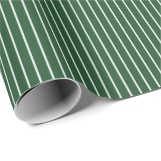 Papel De Presente Listras Finas Brancas em Verde Escuro
