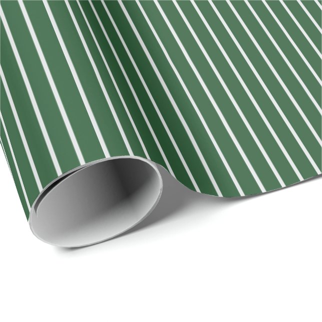Papel De Presente Listras Finas Brancas em Verde Escuro (Ponta do rolo)