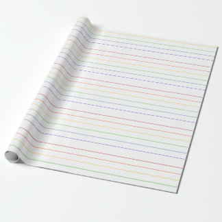 Papel De Presente Listras Finas de Arco-Íris em Fundo Branco