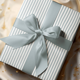 Papel De Presente Listras Finas Elegantes Azul e Branco Francês