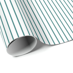Papel De Presente Listras Finas Turquesa Básicas Minimalistas para Q