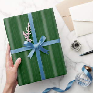 Papel De Presente Listras grossas e finas verde-escuras
