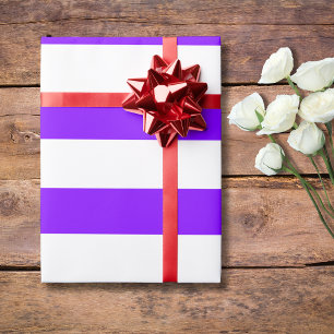 Papel De Presente Listras Horizontais Largas Neon Índigo e Branco