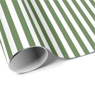 Papel De Presente Listras horizontais largas verdes e brancas na