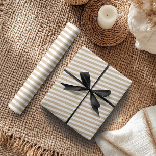 Papel De Presente Listras Horizontais Simples Bege Branco