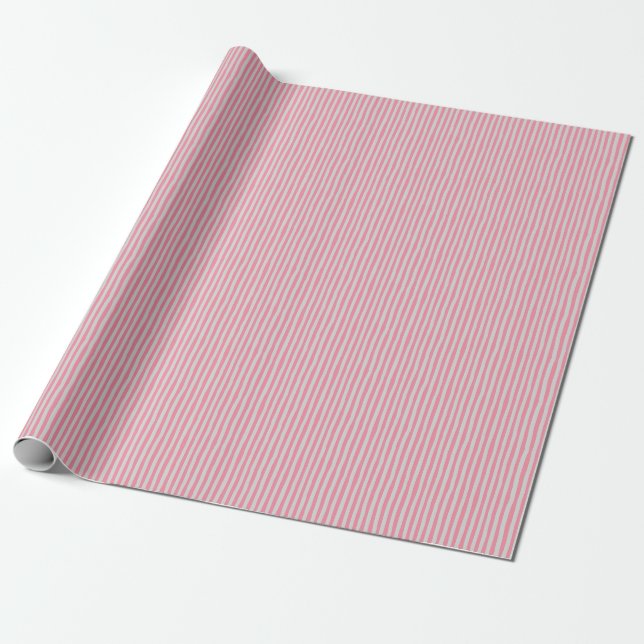 Papel De Presente Listras Irregulares Rosa Flamingo e Cinza Claro (Desenrolado)