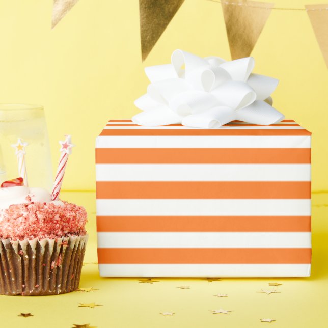 Papel De Presente Listras Laranja e Branco de Halloween (Festa de aniversário)