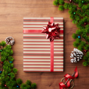 Papel De Presente Listras marrons vermelhas fofas