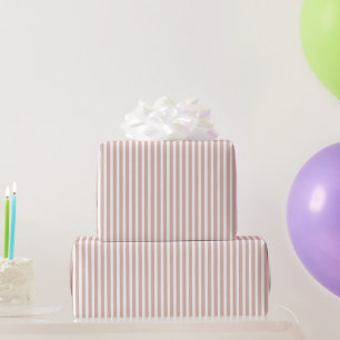 Papel De Presente Listras Médias Rosa Branco Aniversário