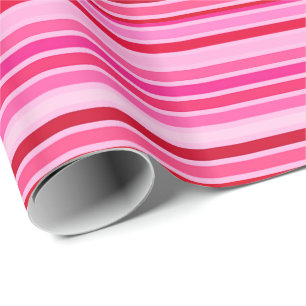 Papel De Presente Listras Mescladas, Fuchsia, Marrom e Rosa