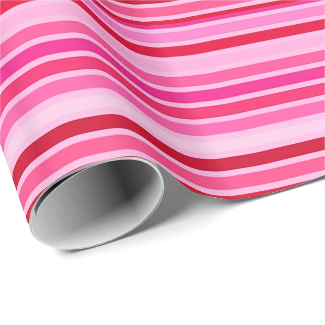 Papel De Presente Listras Mescladas, Fuchsia, Marrom e Rosa  (Ponta do rolo)