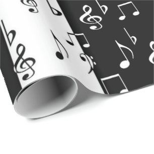 Papel De Presente Listras musicais pretas & brancas
