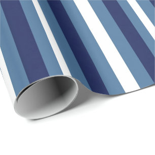 Papel De Presente Listras Náuticas Azul Navy Azul Fumê Branco Crespa
