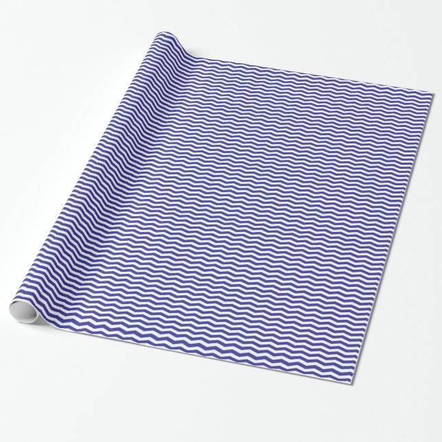 Papel De Presente Listras onduladas do azul marinho e as brancas (Desenrolado)
