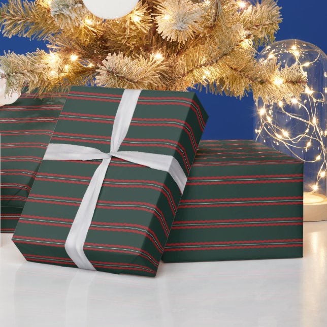 Papel De Presente Listras onduladas vermelhas e verdes de Natal (Feriados)