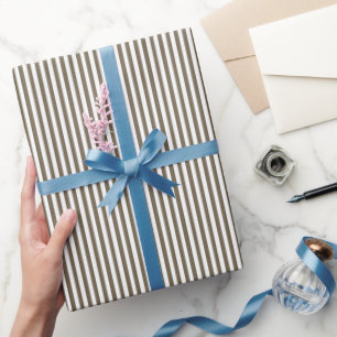 Papel De Presente Listras Pesadas Marrom e Branco