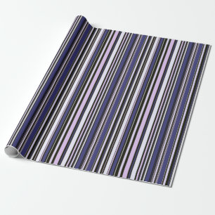 Papel De Presente Listras pretas e tons de roxo