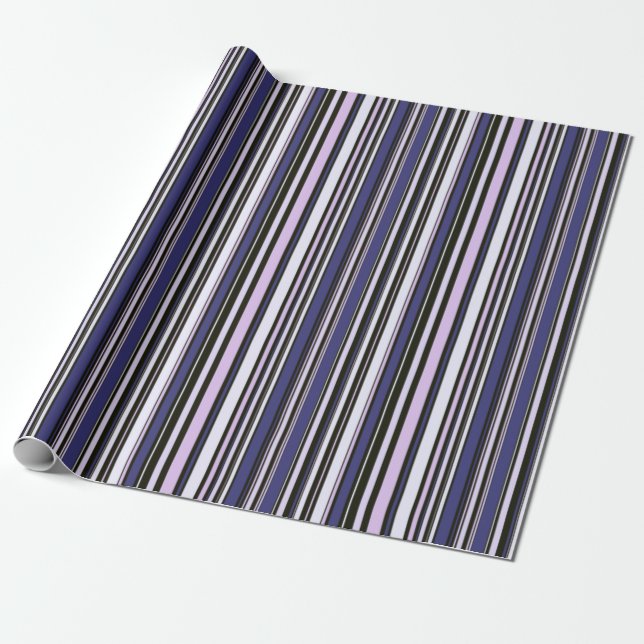Papel De Presente Listras pretas e tons de roxo (Desenrolado)
