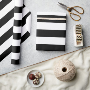 Papel De Presente Listras Pretas Grandes