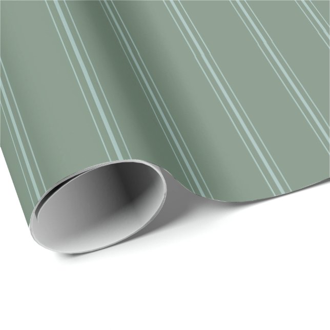 Papel De Presente Listras retrô verde azul Natal feriado (Ponta do rolo)