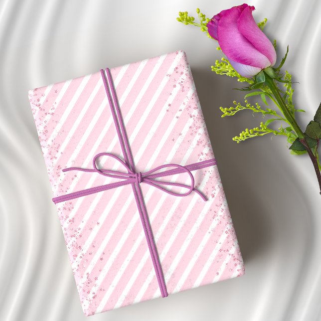 Papel De Presente Listras Rosa e Lítimas Elegantes (Criador carregado)