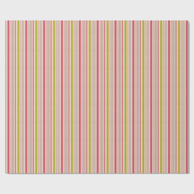 Papel De Presente Listras rosa e verde  (Aberto)